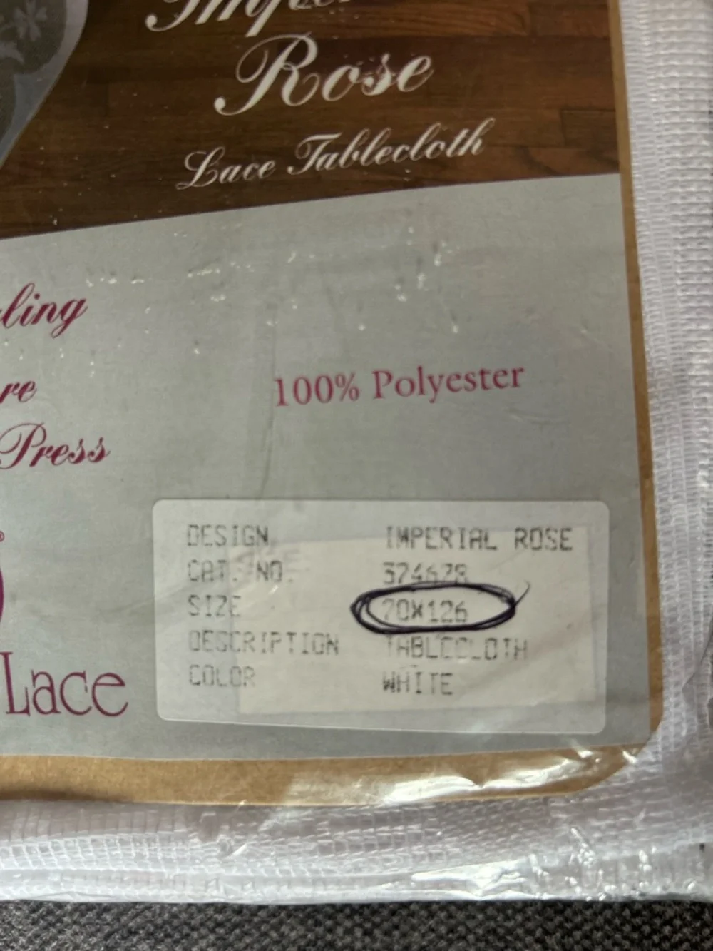 Vintage 1996 Puritan Lace Imperial Rose Tablecloth 90x126 NWT Made in USA